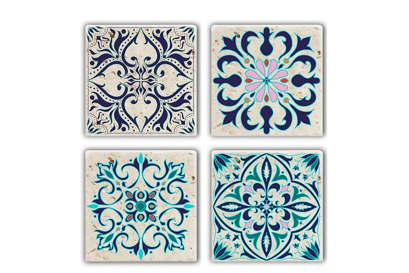 Kitchenware Glasbrikker (4 Pieces) - Blå/Flerfarvet - Boligtilbehør - Borddekoration - Glasbrik