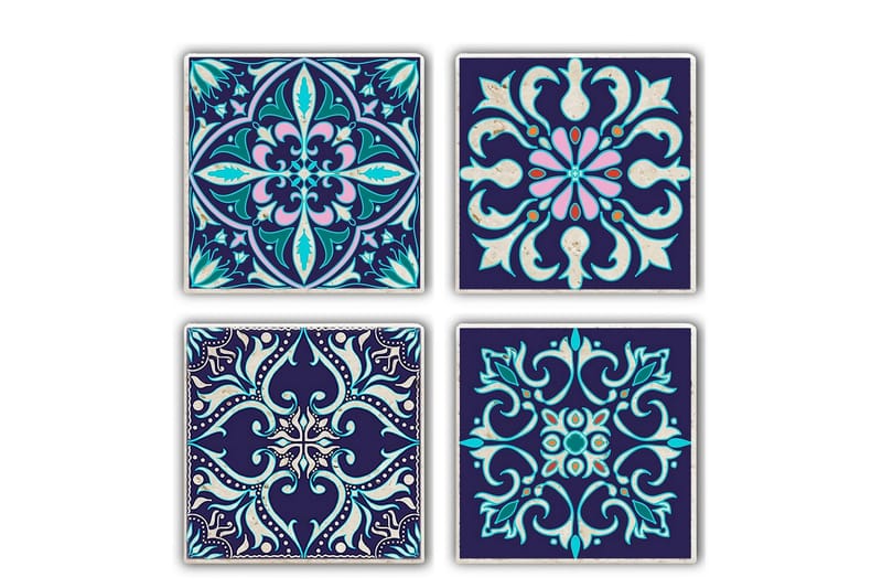 Kitchenware Glasbrikker (4 Pieces), Mørkeblå/Flerfarvet