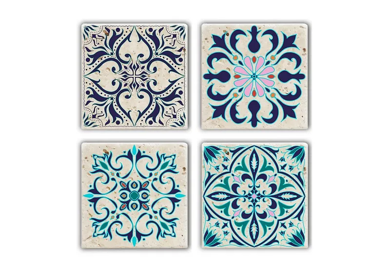 Kitchenware Glasbrikker (4 Pieces), Blå/Flerfarvet