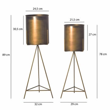 Corino Vase 89 cm Sæt med 2 - Guldfarvet - Boligtilbehør - Krukker