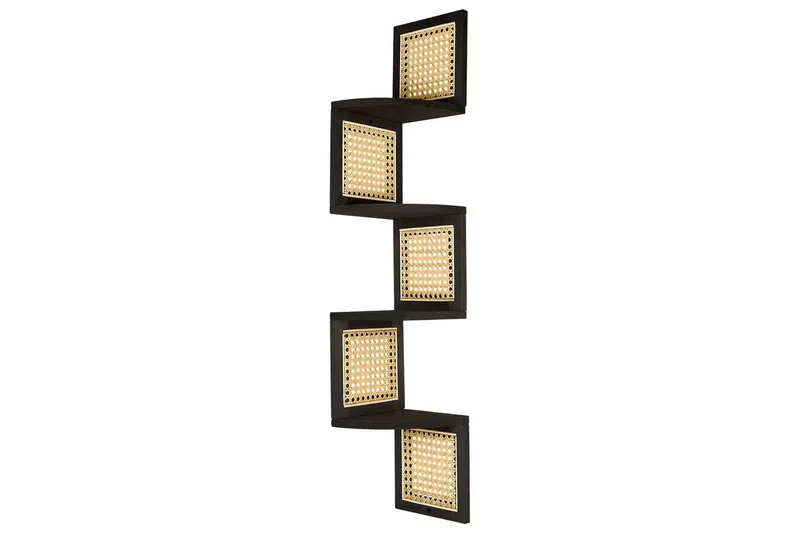 Alder Vægmonteret Bogreol 19 cm i Træ med Lyst Træudseende, Sort|Beige