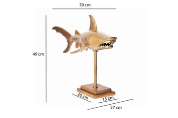 Dekorativ figur Wohnling Deco haj 70 cm aluminium, maritim stil Guld - Guld - Boligtilbehør - Dekoration - Pynteting - Dekorationsfigur