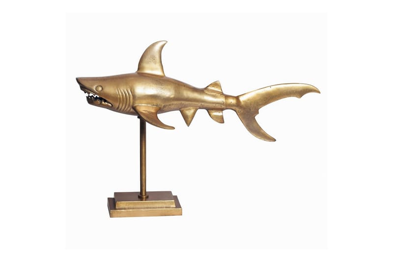 Dekorativ figur Wohnling Deco haj 70 cm aluminium, maritim stil Guld - Guld - Boligtilbehør - Dekoration