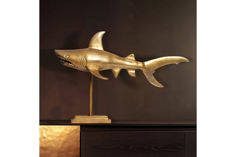 Dekorativ figur Wohnling Deco haj 70 cm aluminium, maritim stil Guld - Guld - Boligtilbehør - Dekoration