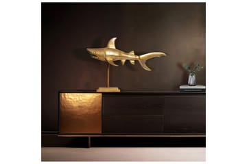 Dekorativ figur Wohnling Deco haj 70 cm aluminium, maritim stil Guld - Guld - Boligtilbehør - Dekoration - Pynteting - Dekorationsfigur