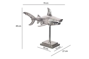 Dekorativ figur Wohnling Deco haj 70 cm aluminium, maritim stil Sølv - Sølv - Boligtilbehør - Dekoration - Pynteting - Dekorationsfigur