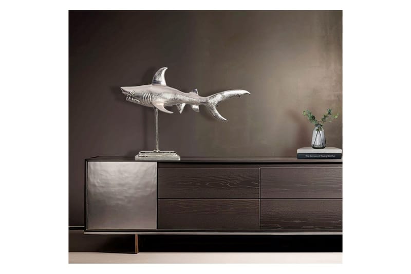 Dekorativ figur Wohnling Deco haj 70 cm aluminium, maritim stil Sølv - Sølv - Boligtilbehør - Dekoration