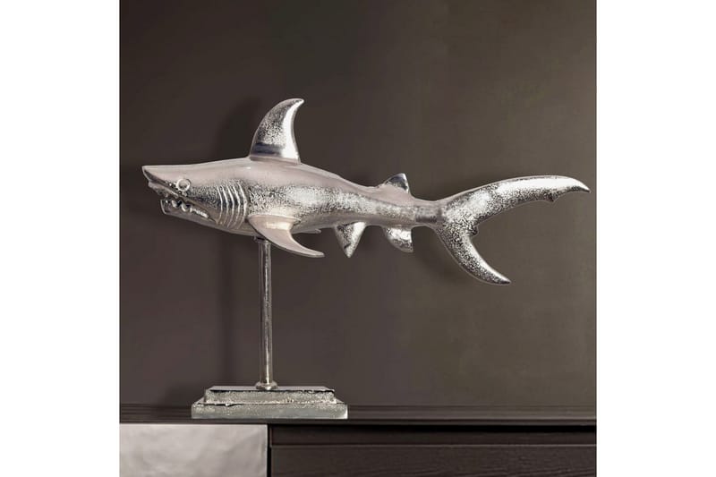 Dekorativ figur Wohnling Deco haj 70 cm aluminium, maritim stil Sølv - Sølv - Boligtilbehør - Dekoration