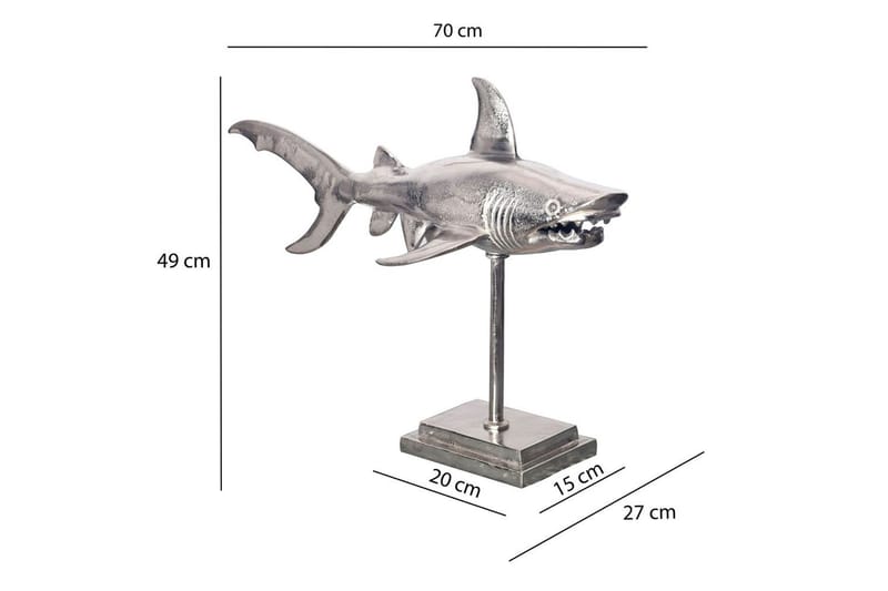 Dekorativ figur Wohnling Deco haj 70 cm aluminium, maritim stil Sølv - Sølv - Boligtilbehør - Dekoration