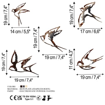 Dekorativ metal-vægdekoration Wallxpert Metal Birds flerfarvet - Boligtilbehør - Billeder & kunst