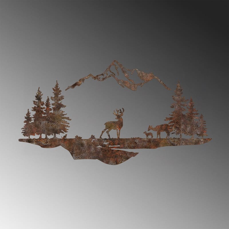 Dekorativ metal-vægdekoration Wallxpert Rusty Landscape (38 x 70 cm) - Brun - Boligtilbehør - Billeder & kunst