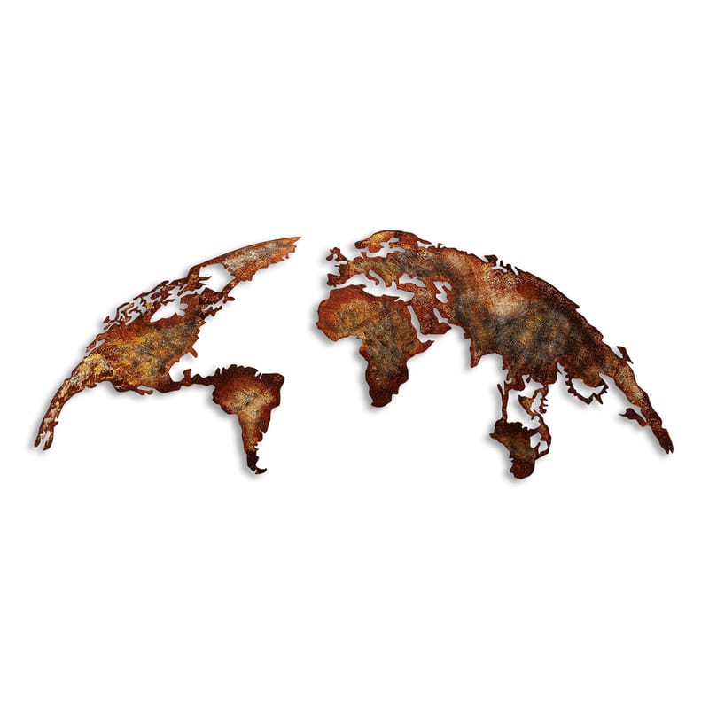 Dekorativ metal-vægdekoration Wallxpert Verdenskort (150 x 59 cm) Lysebrun, undefined