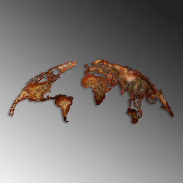 Dekorativ metal-vægdekoration Wallxpert Verdenskort (150 x 59 cm) Lysebrun - Boligtilbehør - Billeder & kunst