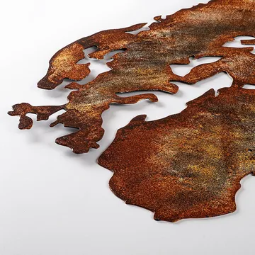 Dekorativ metal-vægdekoration Wallxpert Verdenskort (150 x 59 cm) Lysebrun - Boligtilbehør - Billeder & kunst