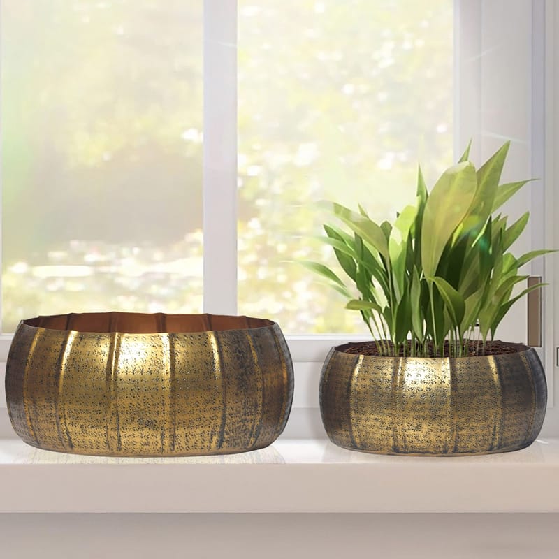 Eliaro Vase 17 cm sæt med 2 - Guldfarvet - Boligtilbehør - Krukker