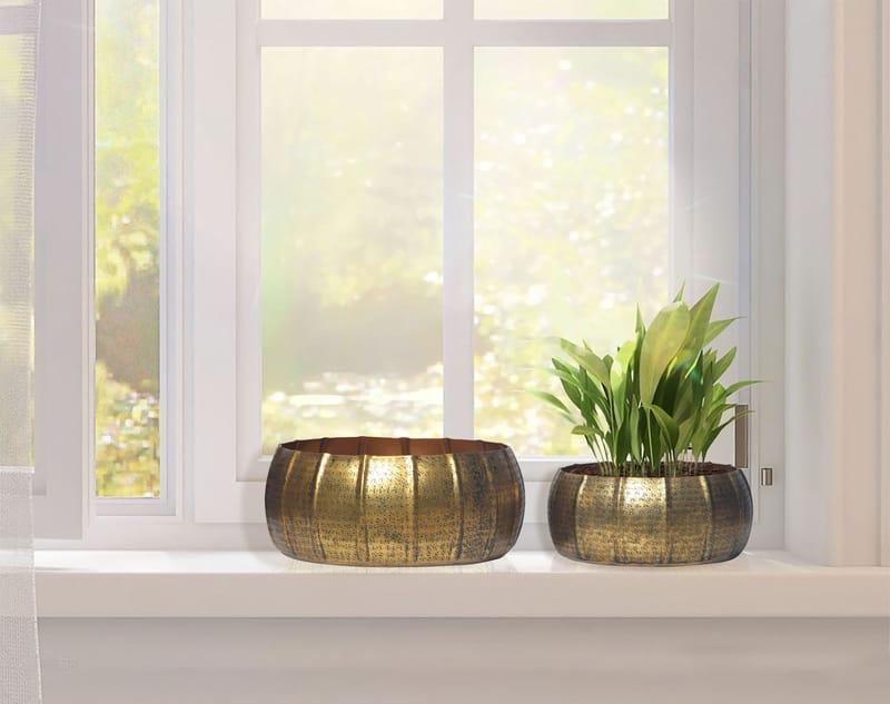 Eliaro Vase 17 cm sæt med 2 - Guldfarvet - Boligtilbehør - Krukker