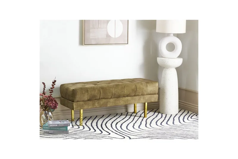 Siddebænk Roseville Grøn/guld - Grøn/guld - Møbler - Stole & lænestole - Bænke - Entrébænk