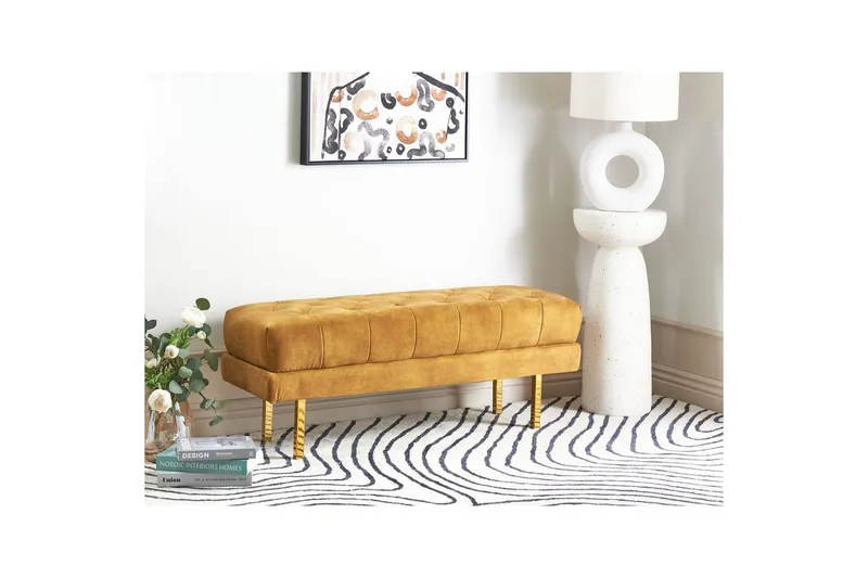 Siddebænk Roseville Gul/guld - Gul/guld - Møbler - Stole & lænestole - Bænke - Entrébænk