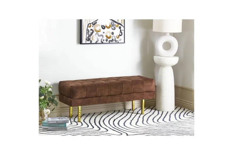 Siddebænk Roseville Mørkebrun/guld - Mørkebrun/guld - Møbler - Stole & lænestole - Bænke - Entrébænk