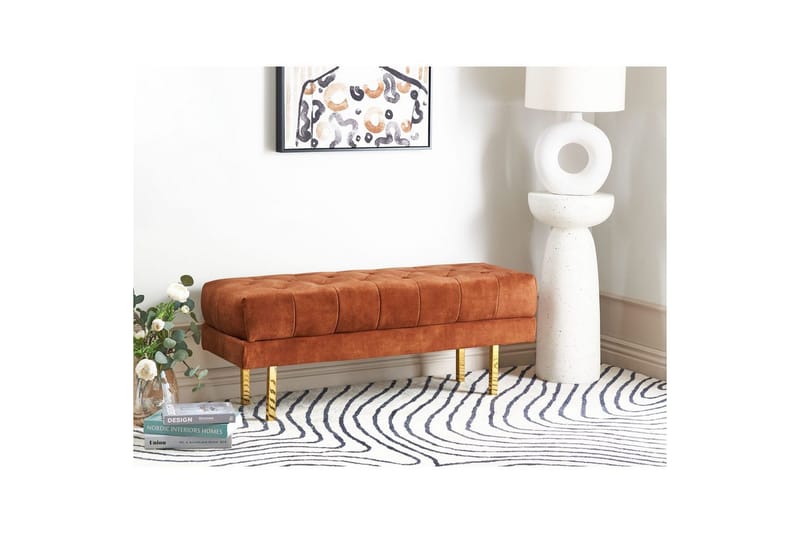 Siddebænk Roseville Rød/guld - Rød/guld - Møbler - Stole & lænestole - Bænke - Entrébænk