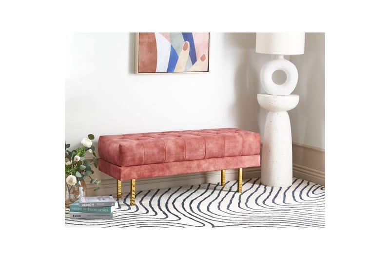 Siddebænk Roseville Rosa/guld - Rosa/guld - Møbler - Stole & lænestole - Bænke - Entrébænk