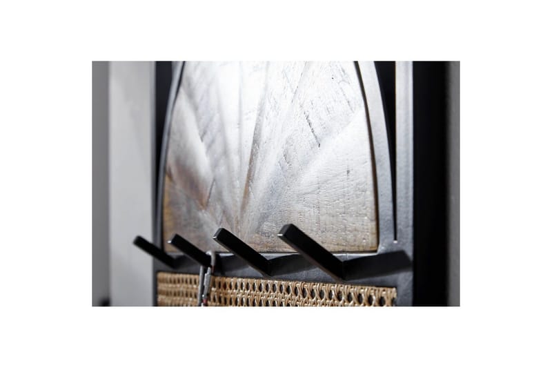 Garderobe Wohnling Væghængt knagerække lavet af mangotræ massivtræ 2-rækkers metal krogstativ pulverlakeret - Opbevaring - Tøjopbevaring - Knagerækker