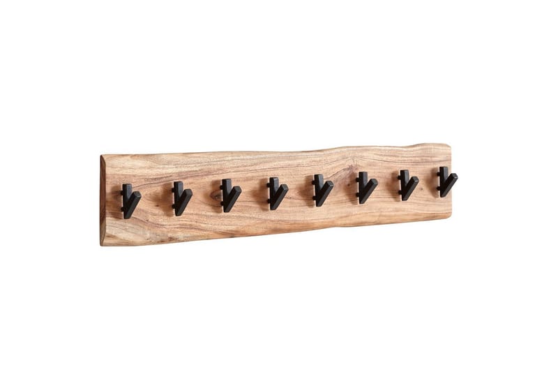 Garderobe Wohnling Vægmonteret knagerække 8 metal kroge knudret massivt træ - Boligtilbehør - Håndtag og beslag - Beslag