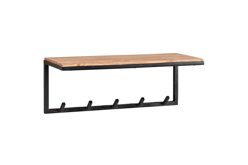 Vægreol Wohnling Knagerække monteret på væggen i massivt træ og metal 70 cm Industriel, undefined