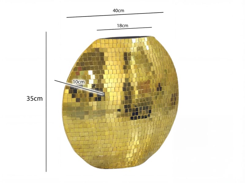 Herva bordvase i metal med mosaik - Guld - Boligtilbehør - Dekoration