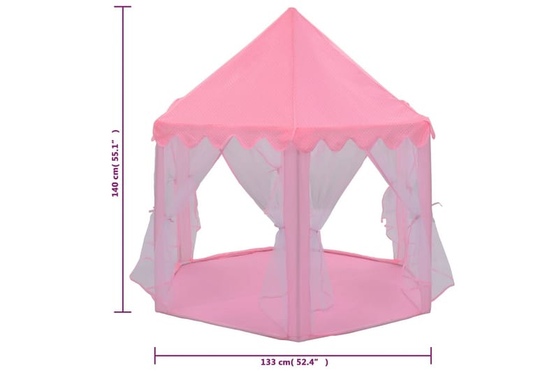beBasic legetelt med 250 bolde 133x140 cm prinsessetema pink - LyserÃ¸d - Legetelt & tipitelt børneværelse