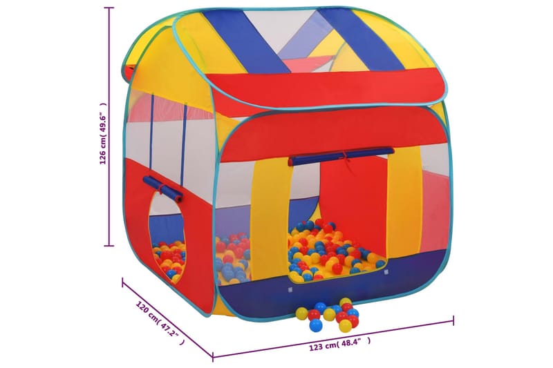 beBasic legetelt med 550 bolde 123x120x126 cm - Flerfarvet - Legetelt & tipitelt børneværelse