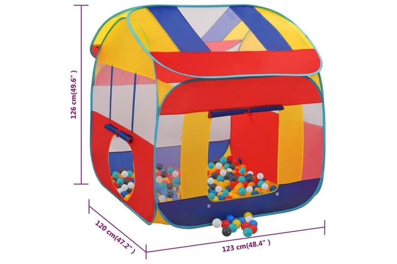 beBasic legetelt med 550 bolde 123x120x126 cm - Flerfarvet - Legetelt & tipitelt børneværelse