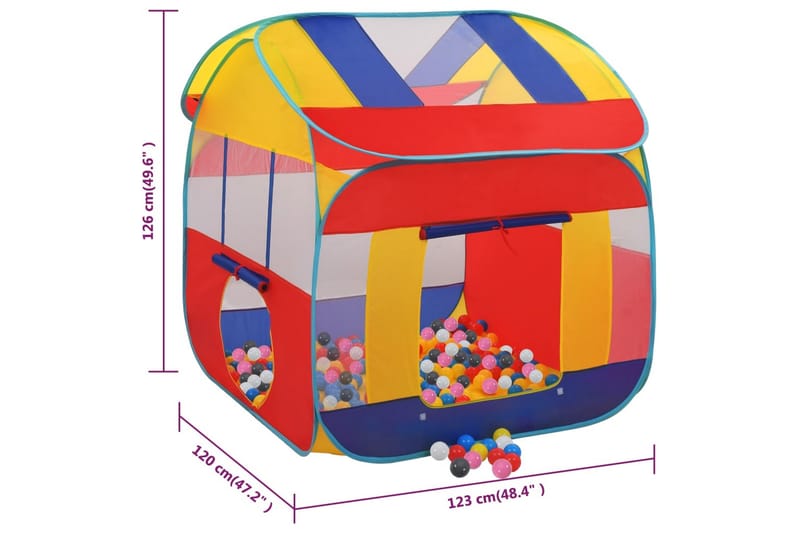 beBasic legetelt med 550 bolde 123x120x126 cm - Flerfarvet - Legetelt & tipitelt børneværelse