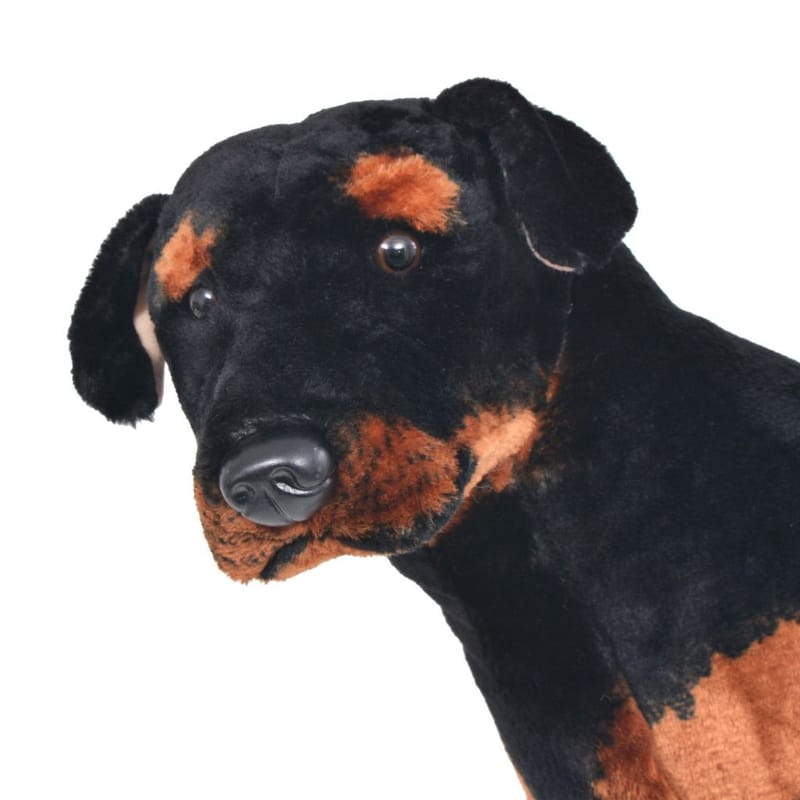 Stående Legetøjhund Plys Rottweiler Sort And Brun Xxl - Sort - Blødt legetøj & bamser