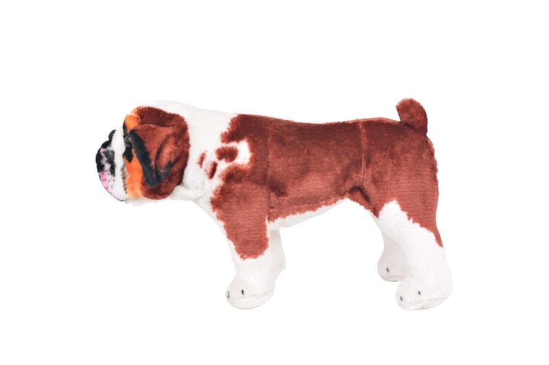 Stående Plyslegetøjsbulldog Hvid Og Brun Xxl - Hvid - Blødt legetøj & bamser