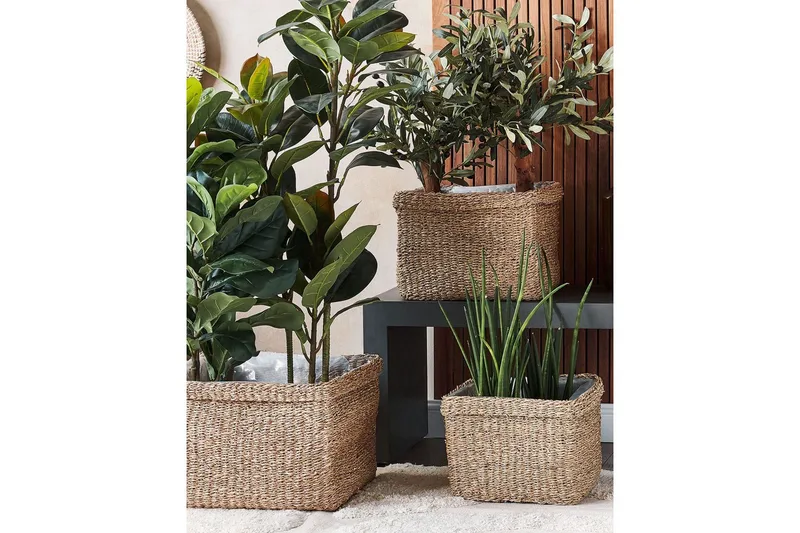 Inomhuskruka Beliani Rivuline set om 3 Nature||Beige - Boligtilbehør - Krukker
