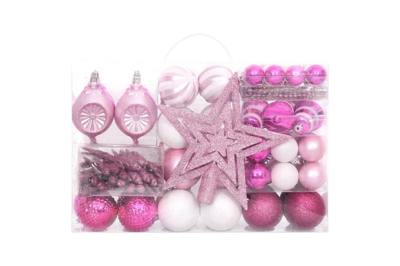 beBasic julekugler 108 dele hvid og pink - LyserÃ¸d - Juelpynt og juledekoration - Juletræspynt & julekugler