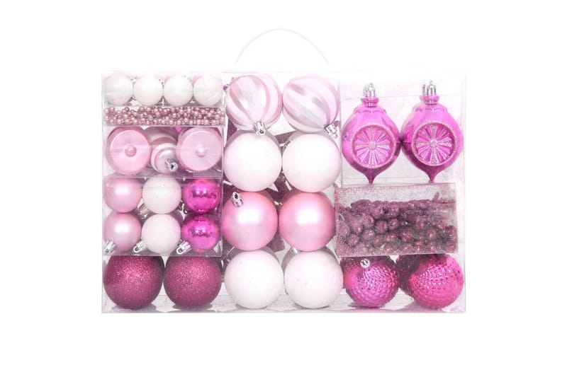 beBasic julekugler 108 dele hvid og pink - LyserÃ¸d - Juelpynt og juledekoration - Juletræspynt & julekugler