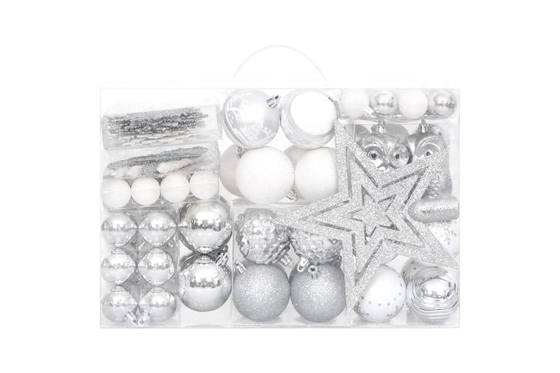 beBasic julekugler 108 dele sølvfarvet og hvid - Hvid - Juelpynt og juledekoration - Juletræspynt & julekugler