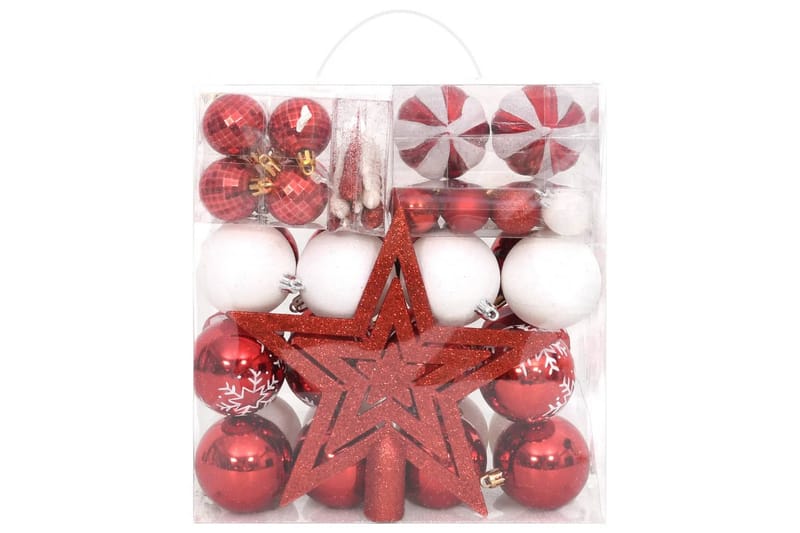 beBasic julekugler 64 dele rød og hvid - RÃ¸d - Juelpynt og juledekoration - Juletræspynt & julekugler