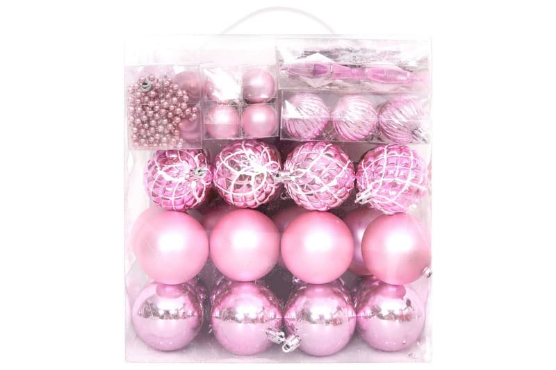 beBasic julekugler 65 dele pink/rød/hvid - LyserÃ¸d - Juelpynt og juledekoration - Juletræspynt & julekugler