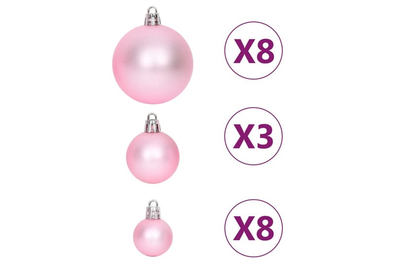 beBasic julekugler 65 dele pink/rød/hvid - LyserÃ¸d - Juelpynt og juledekoration - Juletræspynt & julekugler
