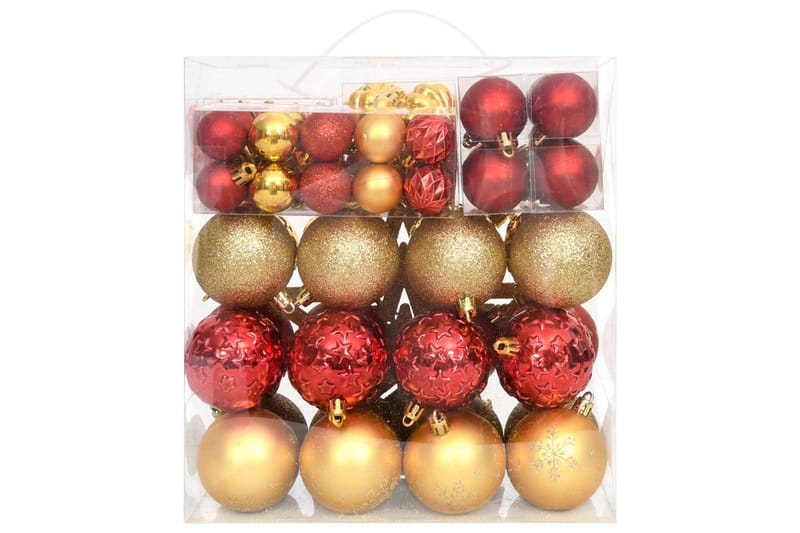 beBasic julekugler 70 dele guldfarvet og rød - RÃ¸d - Juelpynt og juledekoration - Juletræspynt & julekugler