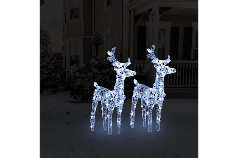 beBasic julerensdyr 2 stk. 80 LED'er akryl koldt hvidt lys - Hvid - Julelys - Juelpynt og juledekoration