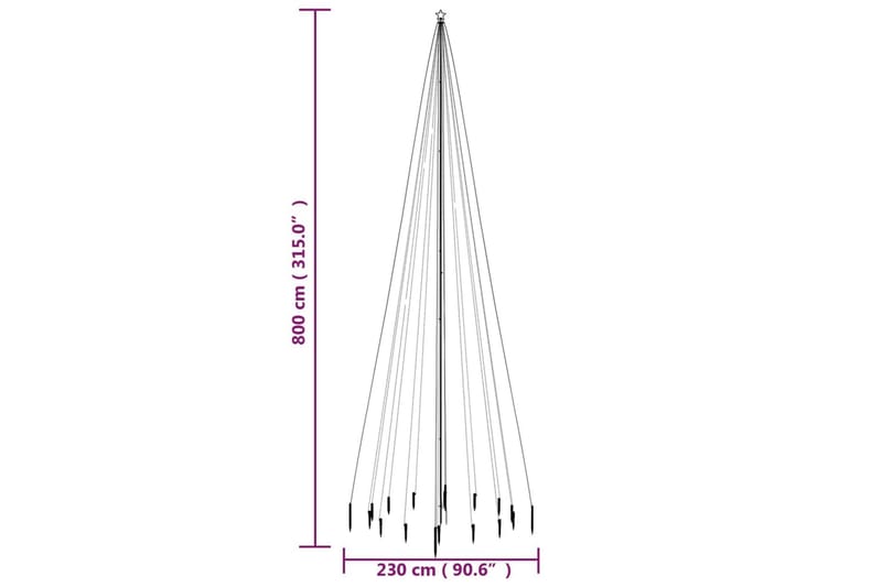 beBasic juletræ med spyd 1134 LED'er 800 cm blåt lys - Plastik juletræ