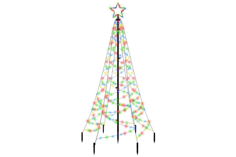 beBasic juletræ med spyd 200 LED'er 180 cm farverigt lys - Plastik juletræ