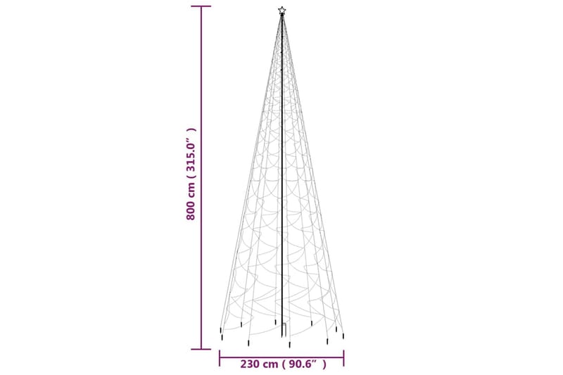 beBasic juletræ med spyd 3000 LED'er 800 cm koldt hvidt lys - Plastik juletræ