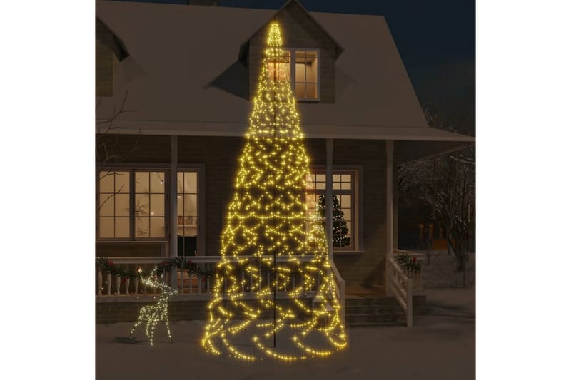 beBasic juletræ til flagstang 1400 LED'er 500 cm varmt hvidt lys - Plastik juletræ