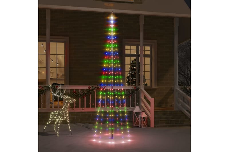beBasic juletræ til flagstang 310 LED'er 300 cm farverigt lys - Plastik juletræ