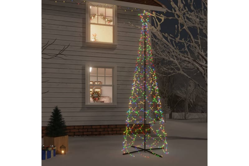 beBasic kegleformet juletræ 100x300 cm 500 LED'er farverigt lys - Plastik juletræ